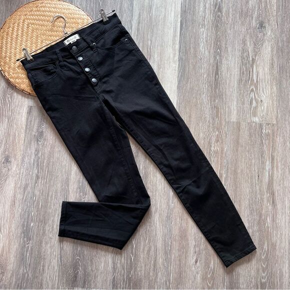 Madewell black skinny jeans mid rise exposed‎ button fly women’s size 28 - Picture 2 of 9